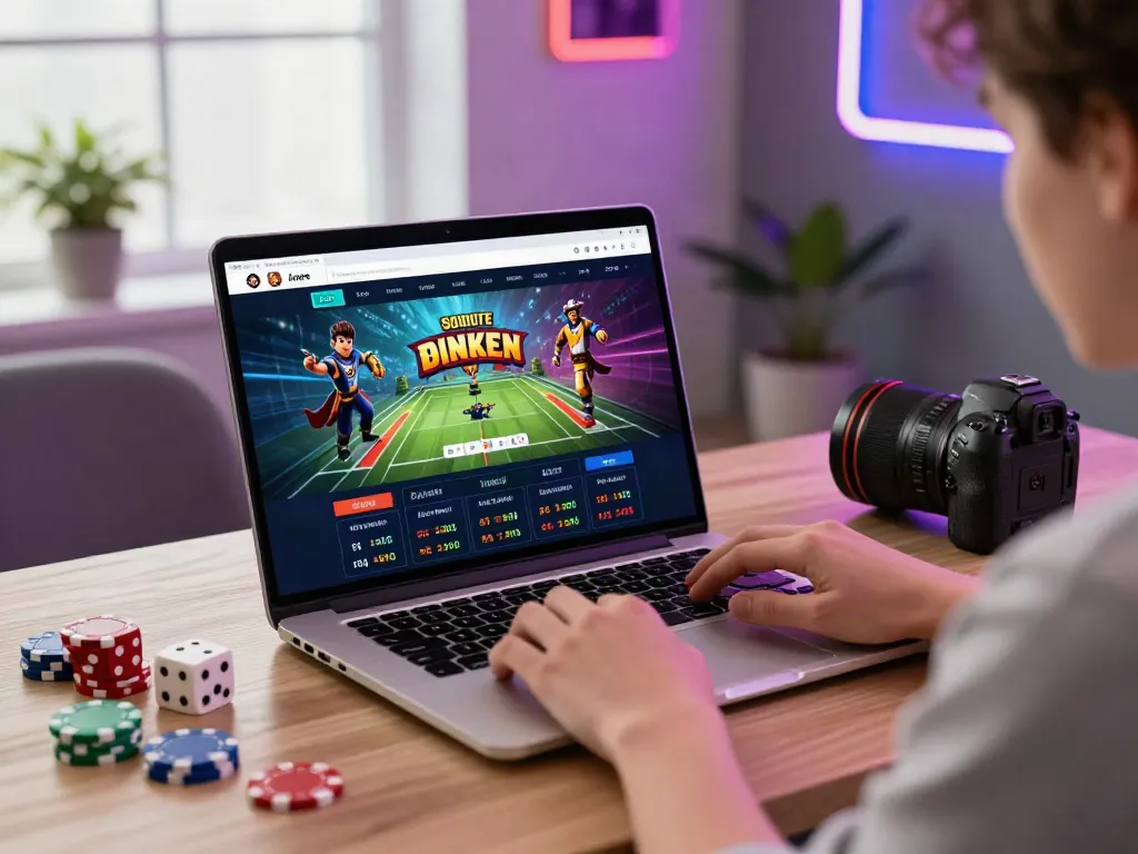 Engaging scene showcasing a user enjoying five88's online gaming platform with stylish decor and vibrant game elements.