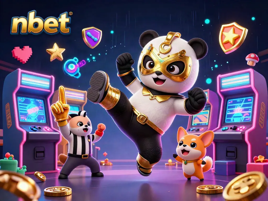 Nbet showcases lively gambling excitement through adorable animated characters in action-packed casino scene.