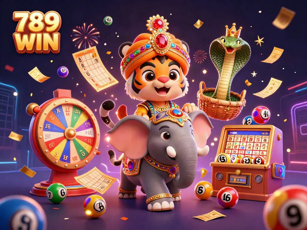 Experience thrilling gaming at 789 WIN with vibrant lottery elements and luxurious casino atmosphere.