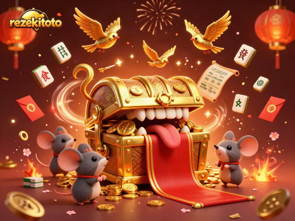 Experience the thrill of rezekitoto with vibrant 3D casino elements and treasures enticing players.