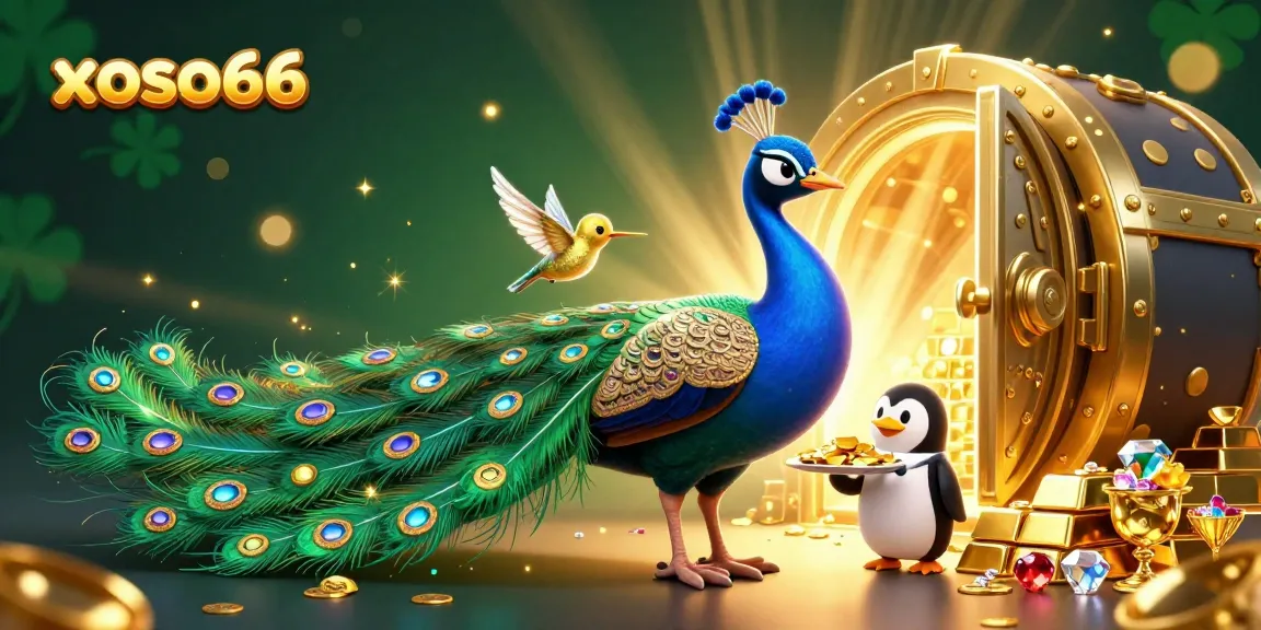 Xoso66 highlights a vibrant 3D casino scene with colorful characters and treasures, showcasing epic gambling moments.