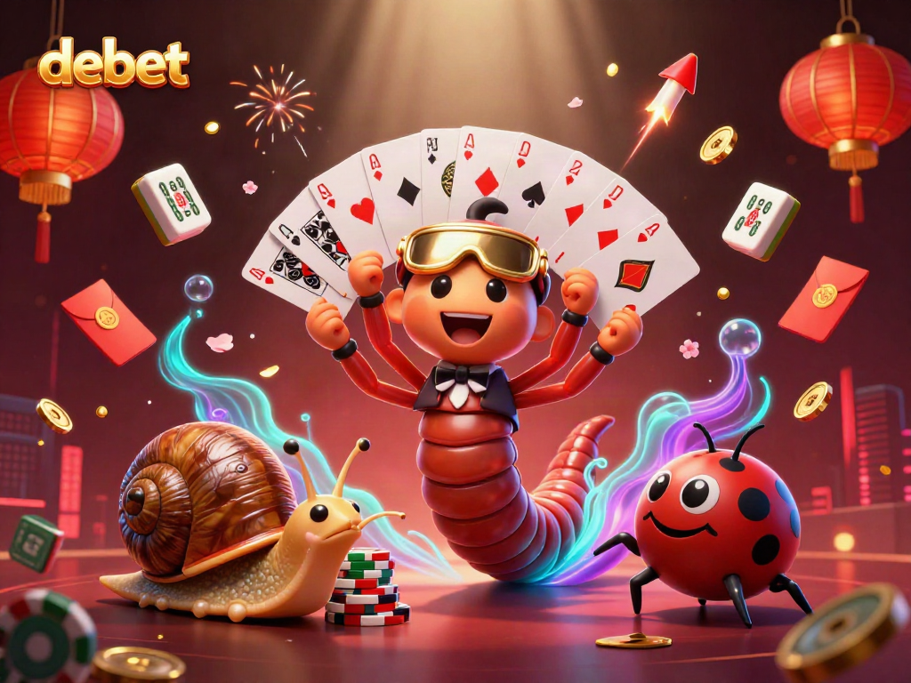 Experience thrilling gaming action with debet's vibrant casino scene, showcasing lively characters and dynamic elements.