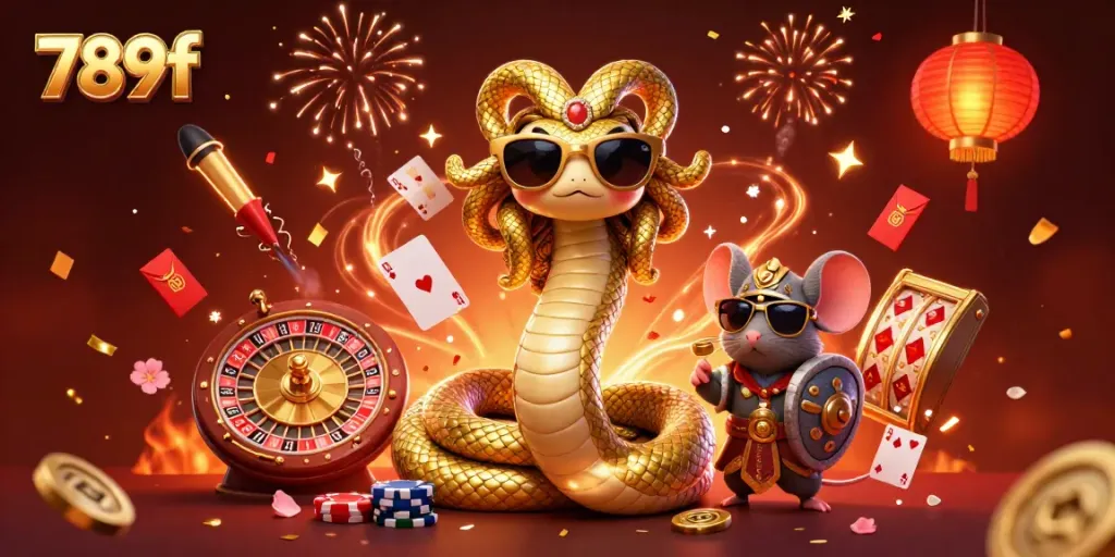 Engage in vibrant casino action with 789f's Medusa and gaming elements like poker and roulette.