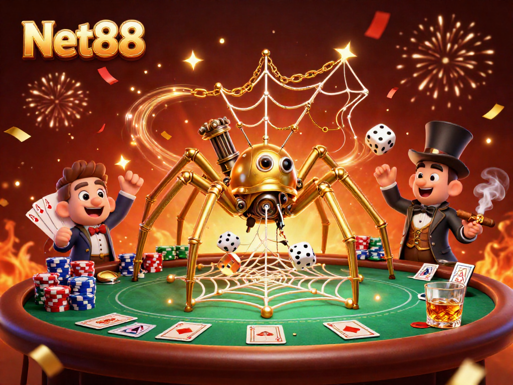 Engage with Net88's thrilling gaming experience featuring a vibrant 3D casino scene.