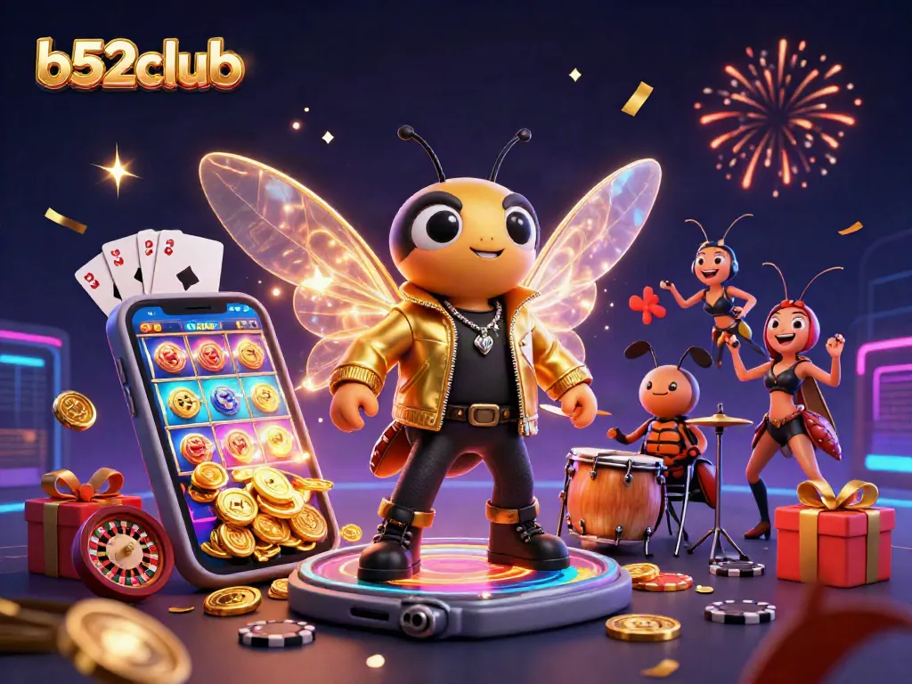 b52clubb brings the thrill of gaming alive with a rock star cicada, vibrant slot games, and exciting casino elements.
