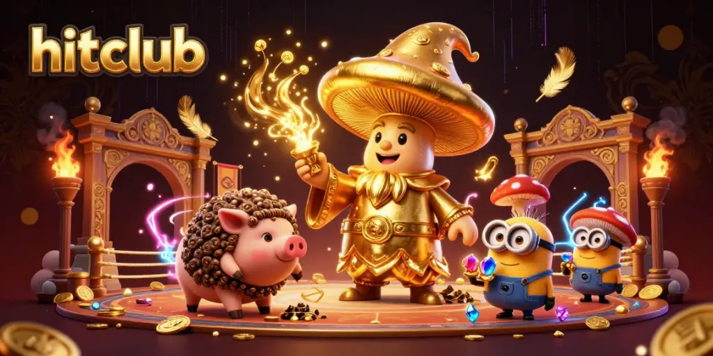 Hitclub illustrates classic casino excitement with vibrant characters discovering hidden treasures.