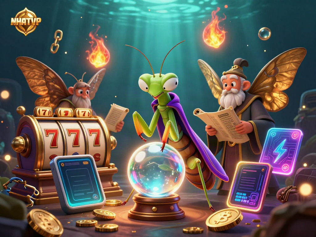 Experience the mystical NHATVIP casino world with a fortune teller, librarian, and magical elements.