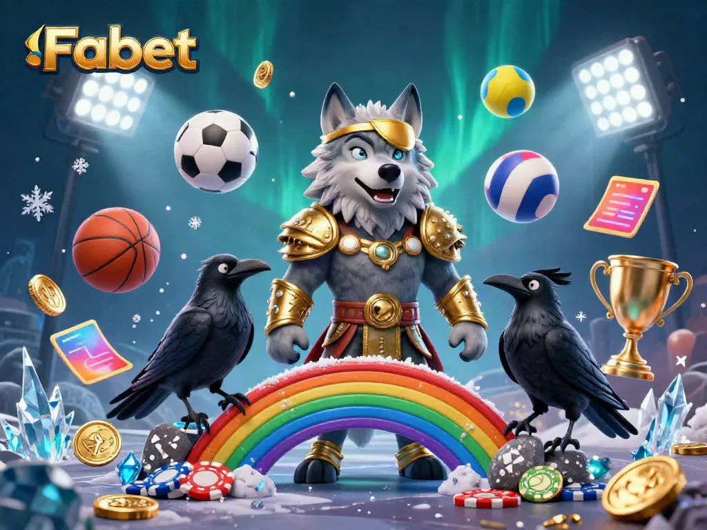 Fabet engagement with dynamic sports elements and a majestic Norse wolf character.