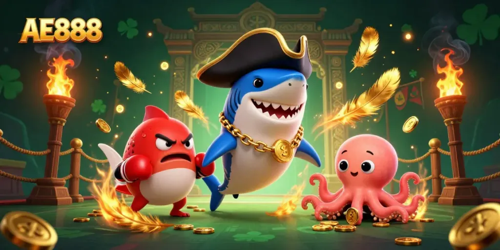 Engage in thrilling gameplay at AE888 with dramatic pirate-themed 3D casino illustration showcasing the excitement of online gambling.