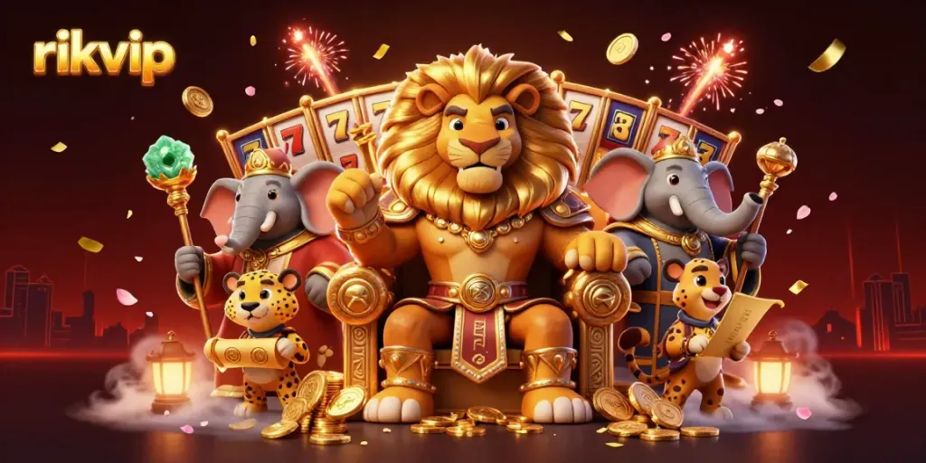 Experience winning strategies at rikvip with a vibrant 3D casino scene filled with excitement.
