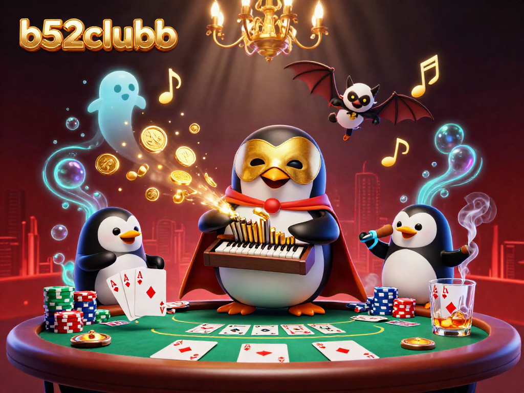 Experience the excitement of b52clubb with animated characters engaging in thrilling poker gameplay.