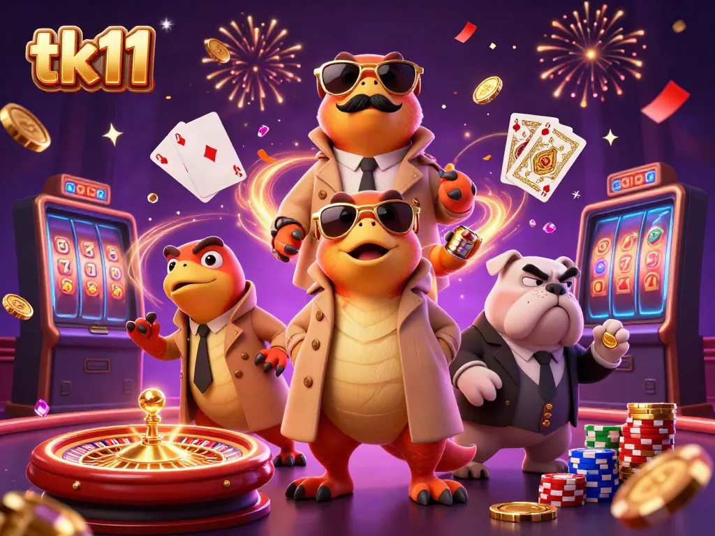 Engage in thrilling casino adventures with tk11's animated raptors sneaking into a VIP lounge.