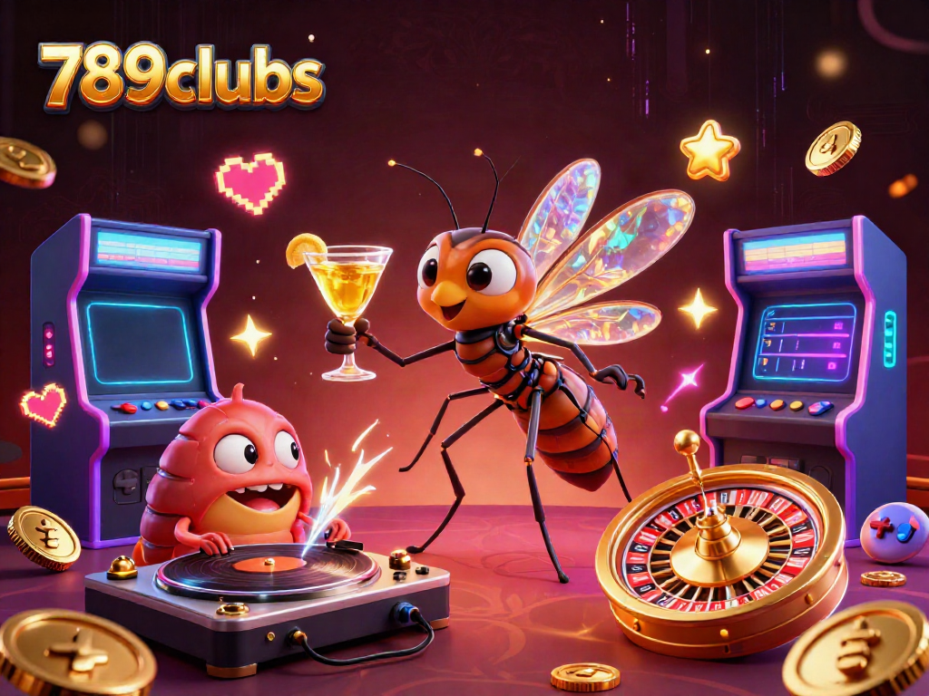 Engage with the vibrant world of 789clubs, highlighting a unique 3D casino scene featuring animated characters and game elements.