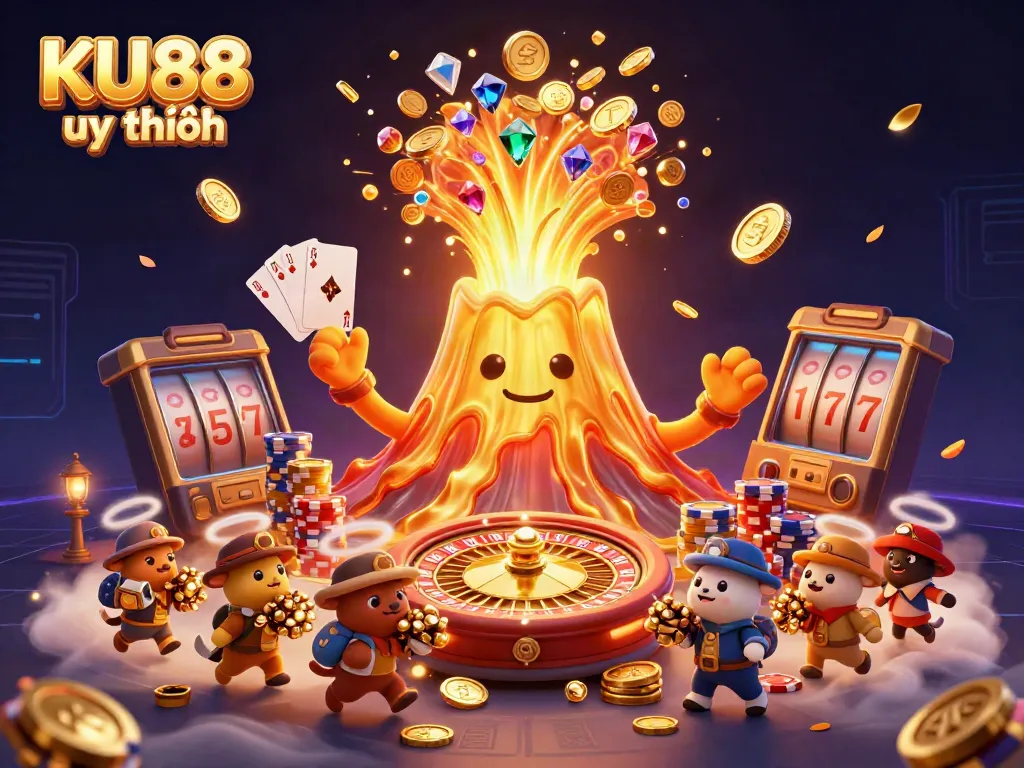 Spin the roulette and win treasures with KU88 uy tín represented in a vibrant golden casino scene.
