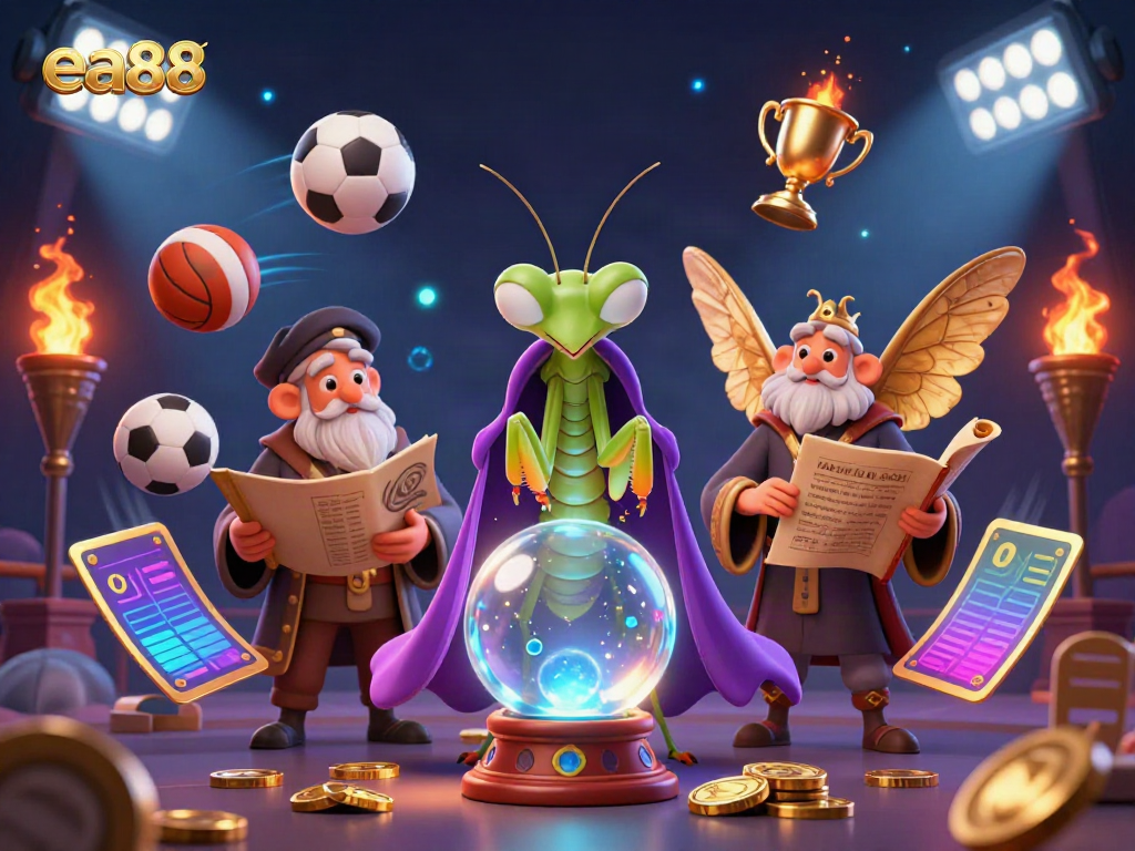 Experience fortune-telling with ea88's mystical gambling elements in a dynamic scene.