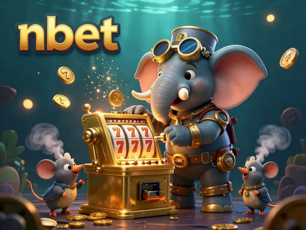 Spin the golden slot machine for nbet's chance to win big in this immersive casino scene.