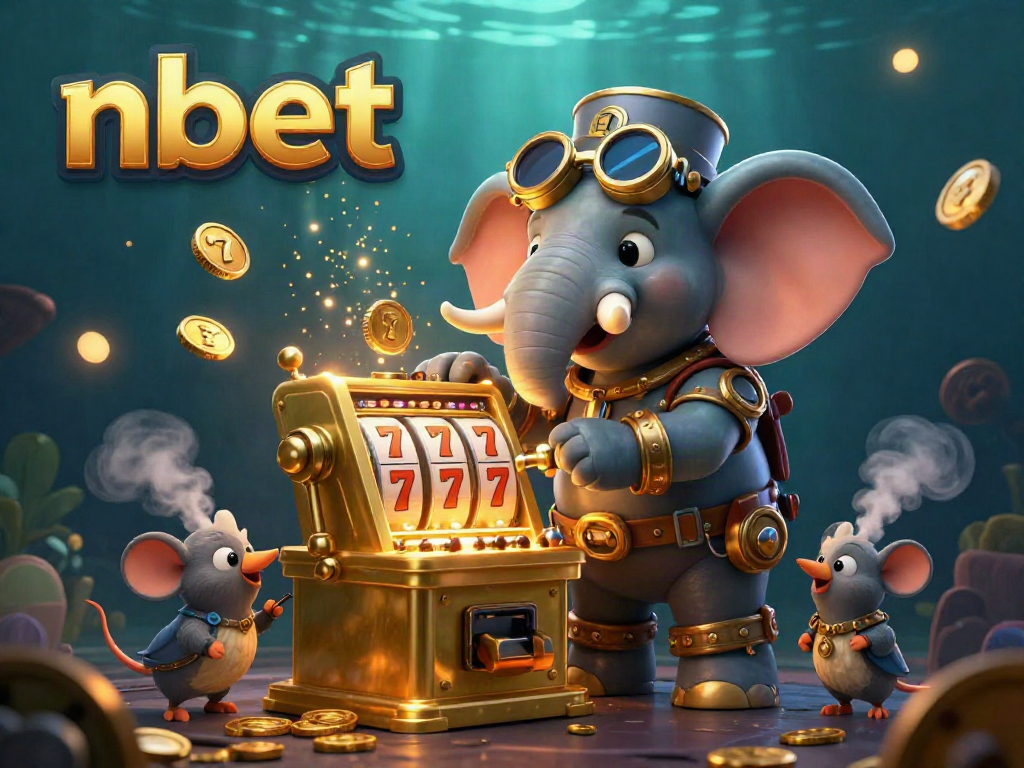 Spin the golden slot machine for nbet's chance to win big in this immersive casino scene.