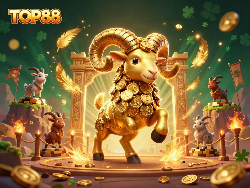 Engage with TOP88 in a vibrant gaming arena, showcasing exhilarating casino action with golden highlights.